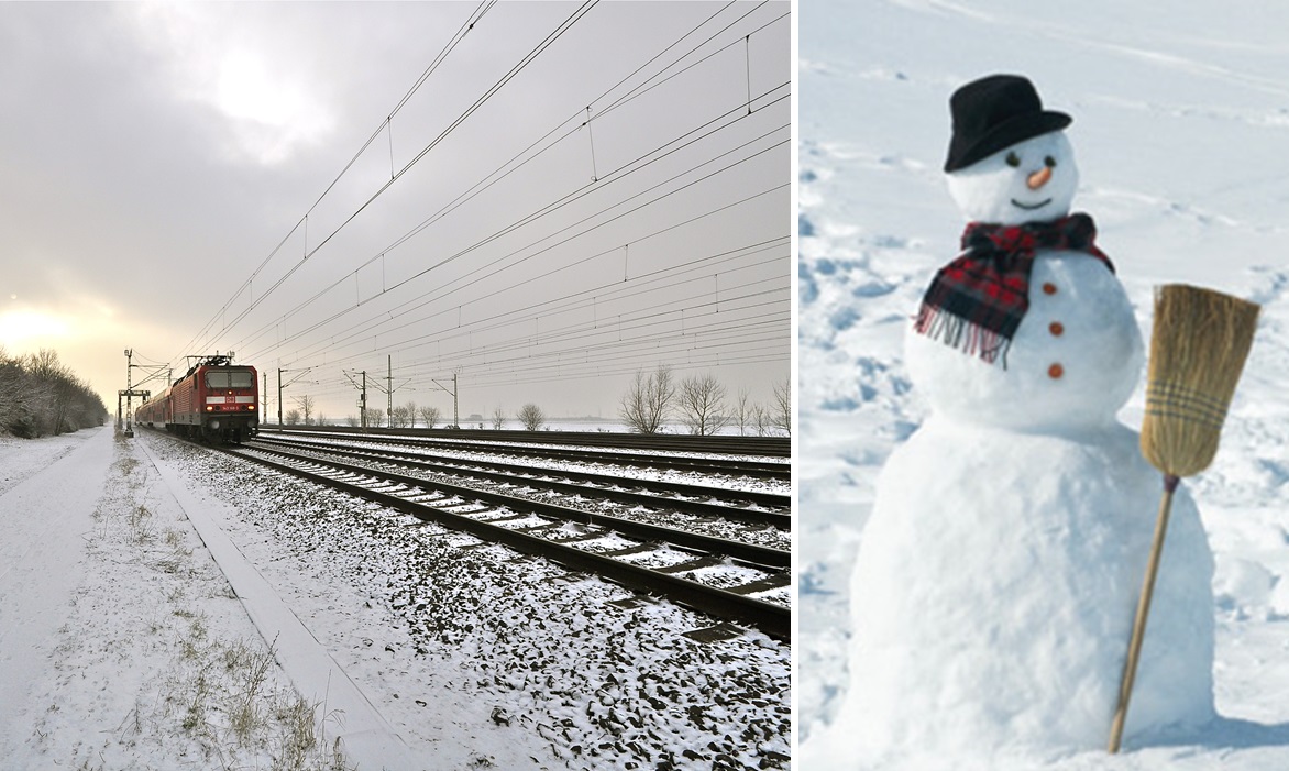 Symbolbild: Unbekannte Täter haben einen Schneemann ins Gleis gestellt. (Foto: © eckwe / Pixelio)